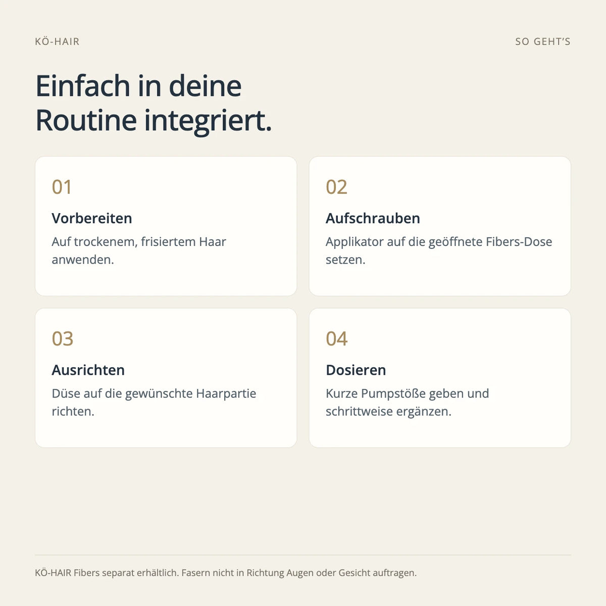 KÖ-HAIR Applikator für KÖ-HAIR Fibers – Schritt-für-Schritt-Anleitung