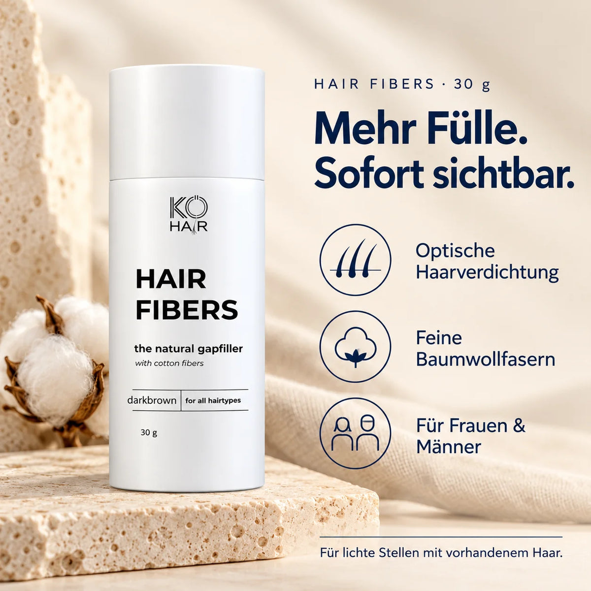 KÖ-HAIR Fibers 30 g – Vorteile der Baumwollfasern
