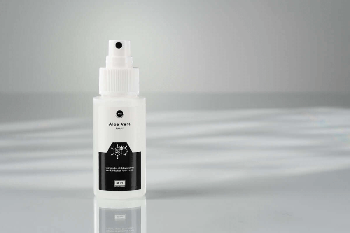 KÖ-HAIR Aloe Vera Spray bottle for soothing and hydrating sensitive skin with panthenol.