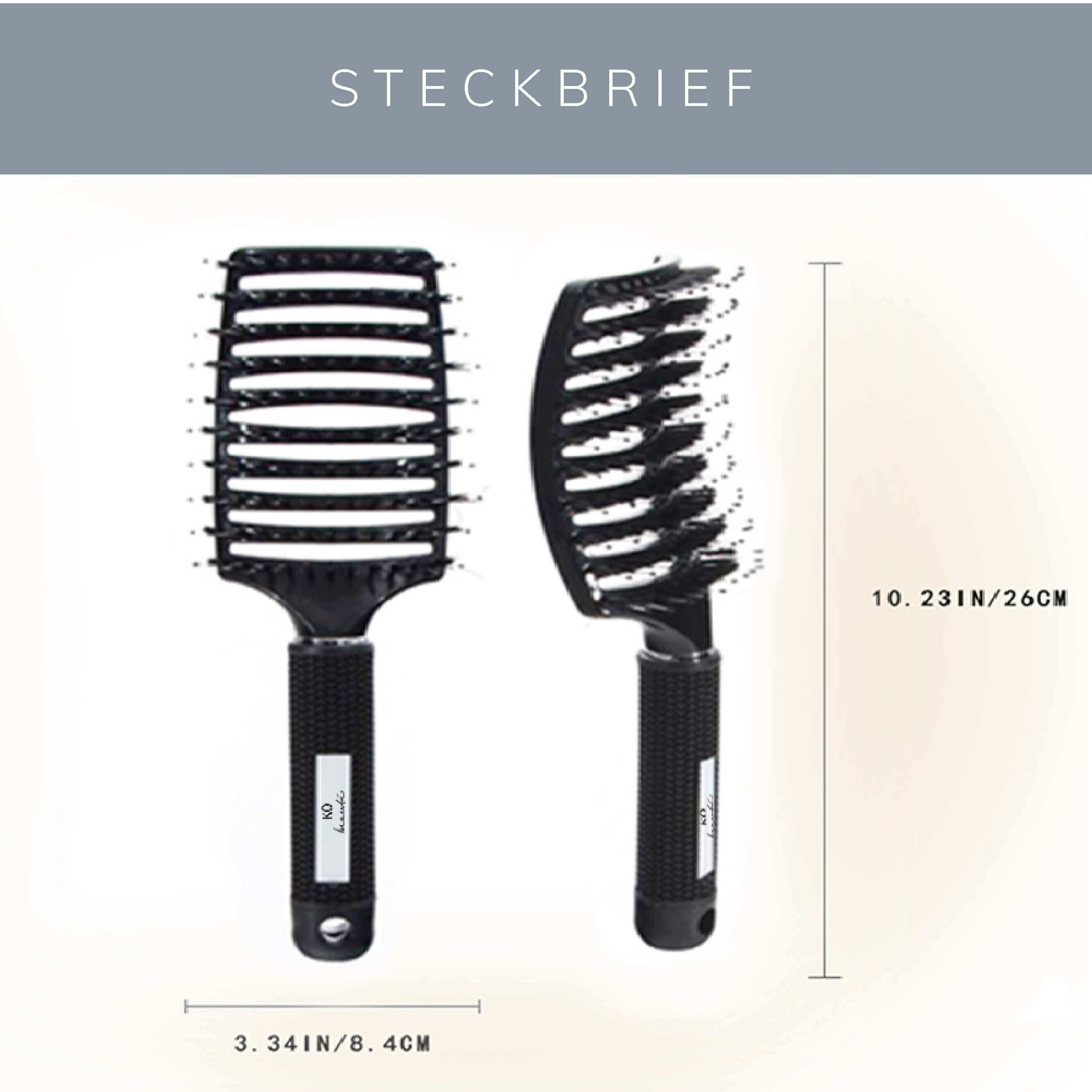 Dimensioned image of the KÖ-HAIR Nature Brush, featuring the detangler brush design and measurements.