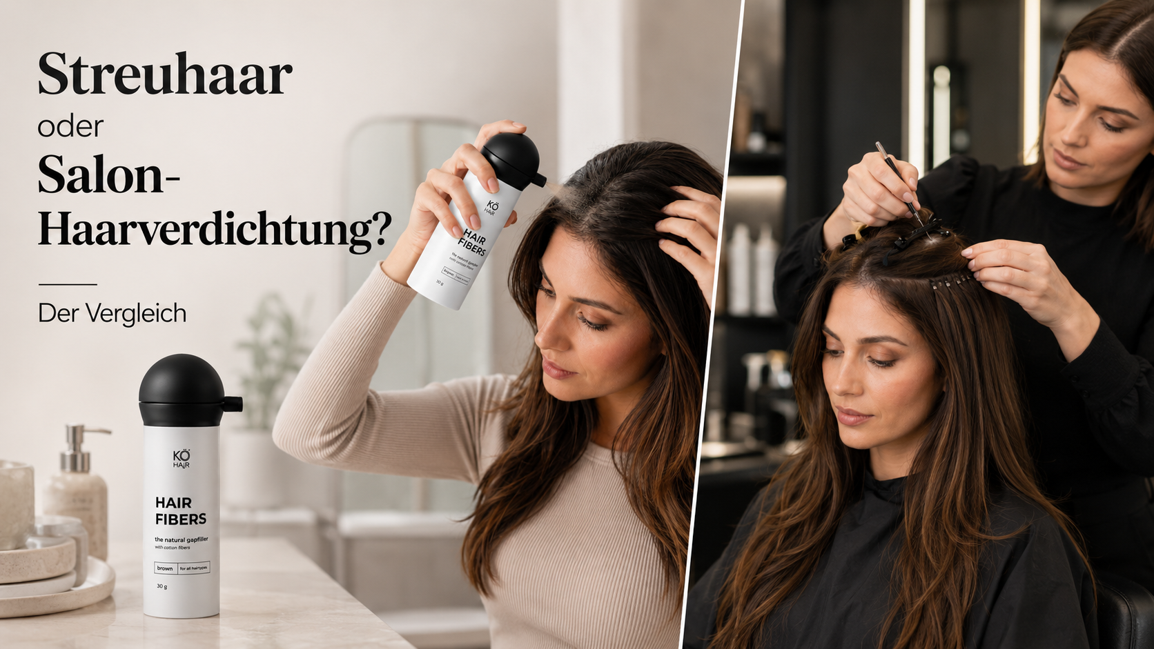 Streuhaar oder Salon-Haarverdichtung? Der Vergleich