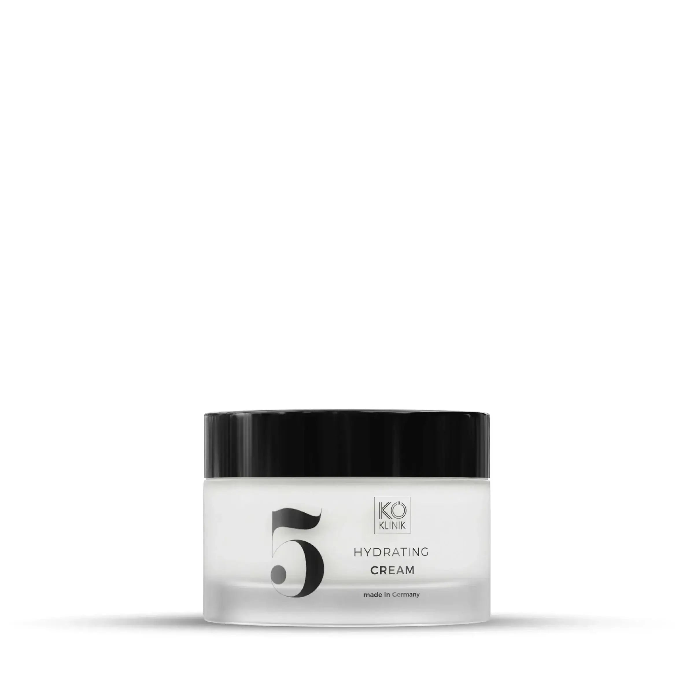 KÖ-KLINIK Hydrating Cream jar for deep hydration and skin barrier support, made in Germany.