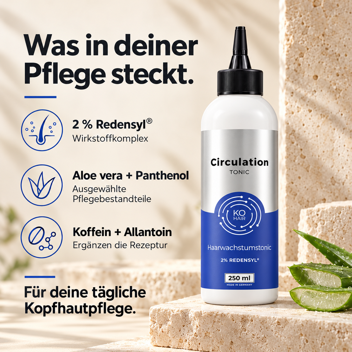 Circulation Tonic – Redensyl, Aloe vera, Panthenol, Koffein und Allantoin