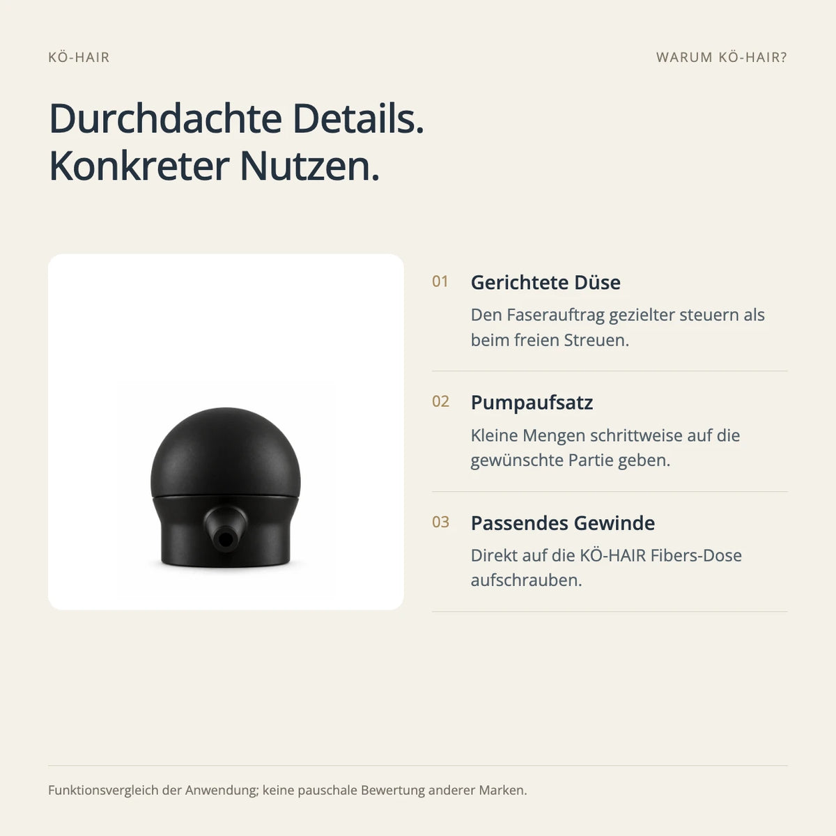 KÖ-HAIR Applikator für KÖ-HAIR Fibers – Ausstattung und Nutzen