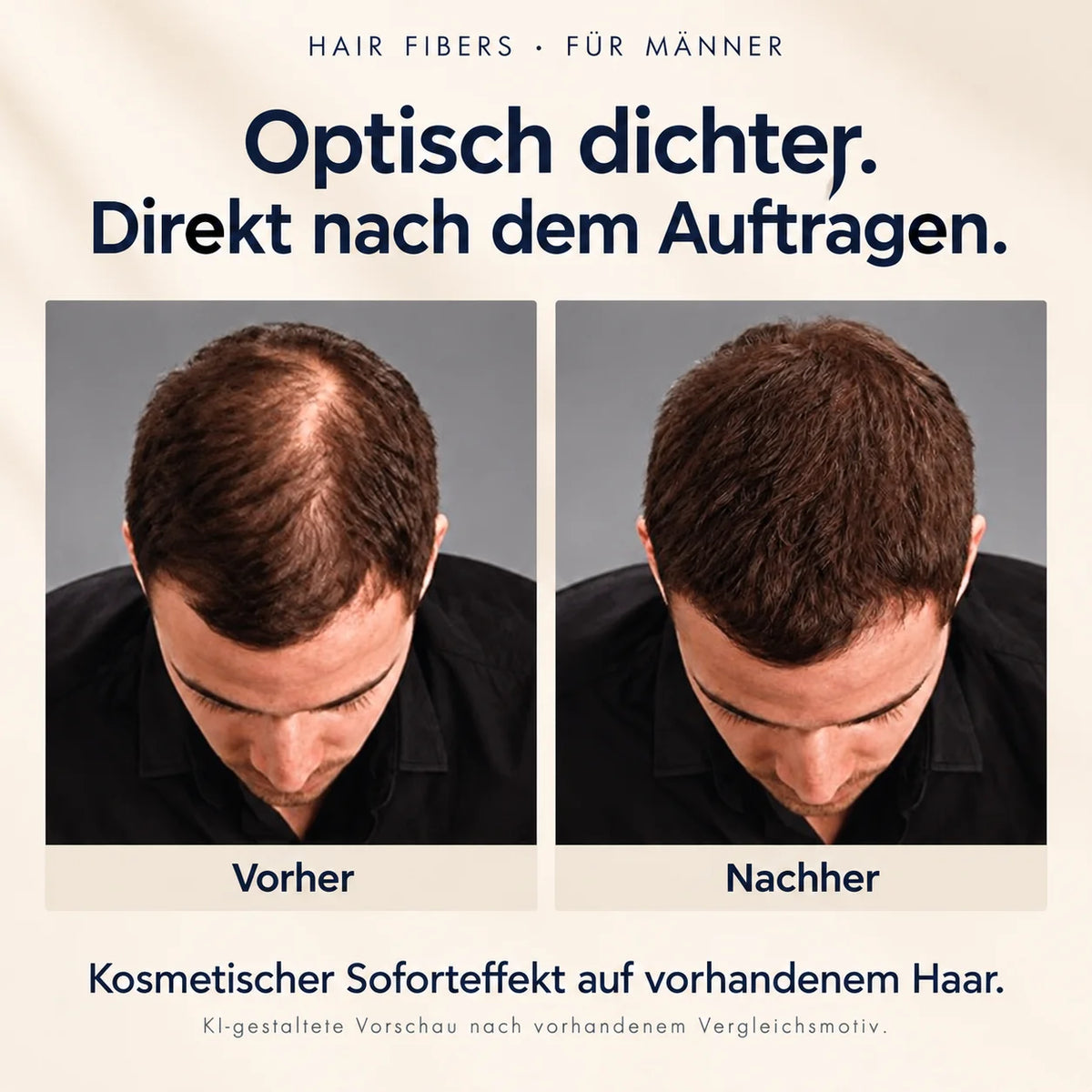 KÖ-HAIR Fibers 30 g – KI-gestalteter Männervergleich nach vorhandenem Vergleichsmotiv