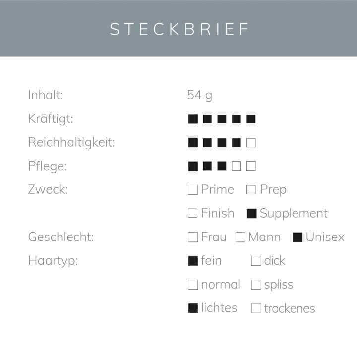 Produktsteckbrief für KÖ-HAIR Hair Loading Capsules, inkl. Inhaltsstoffe und Pflegeeigenschaften.